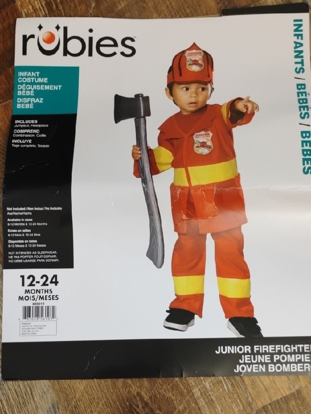 12 To 24 Months Firefighter Costume - Red & Yellow